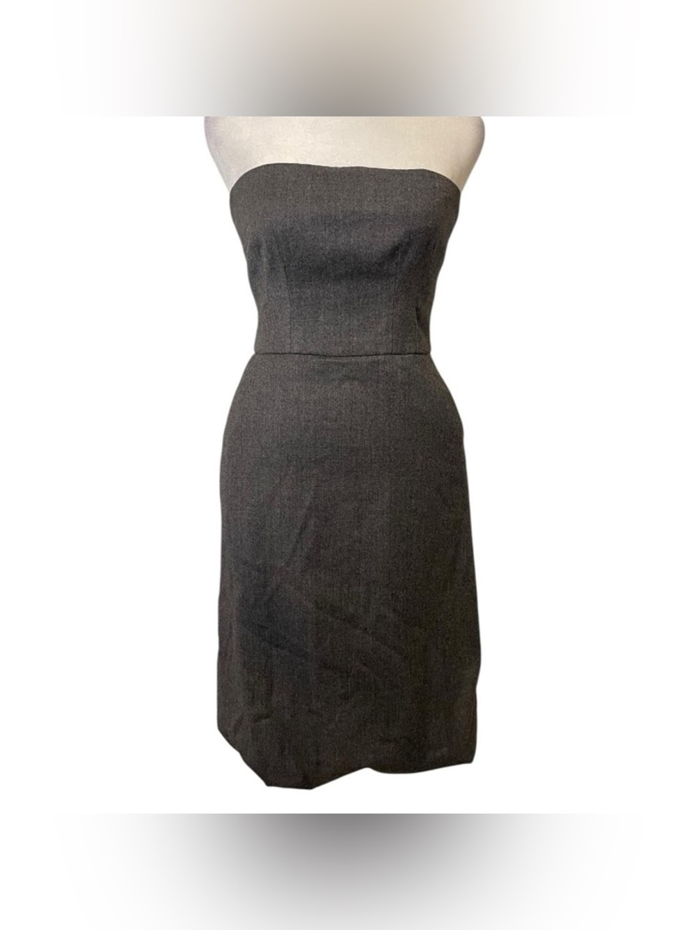 vintage Club Monaco Wool Strapless Gray Bubble Hem Dress Size 6